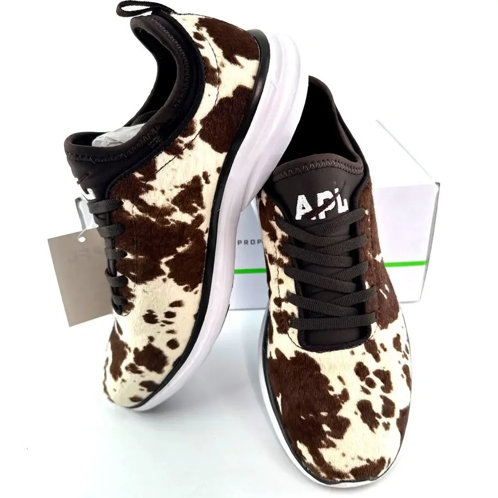 APL Women's Deep Brown White Cow Iconic Phantom Sneakers Size 8